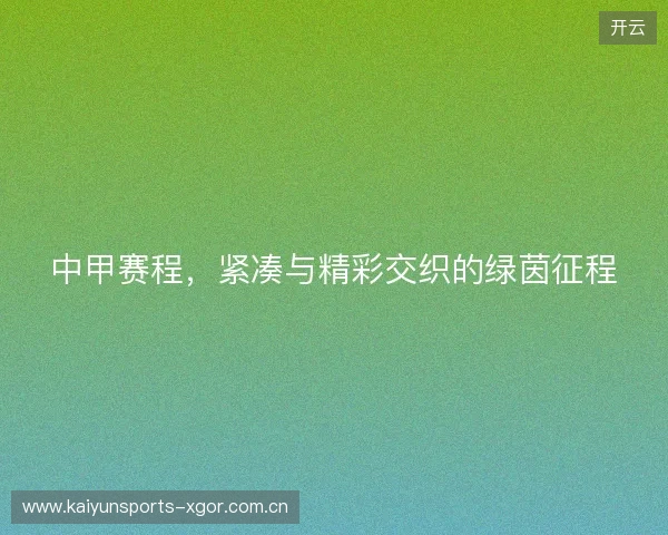 中甲赛程，紧凑与精彩交织的绿茵征程